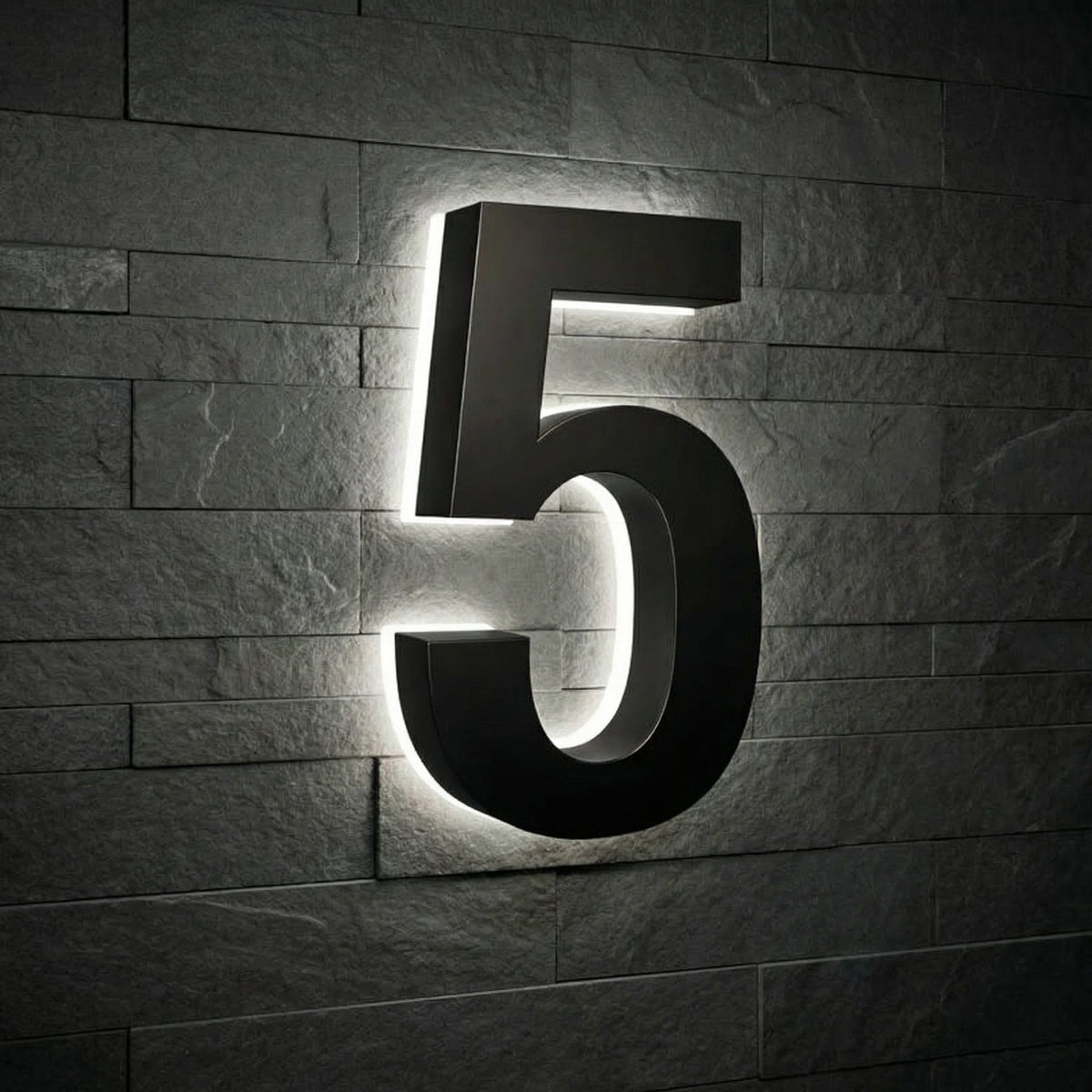 5 inch backlit house numbers - 5000k ABS Polymer - Waterproof