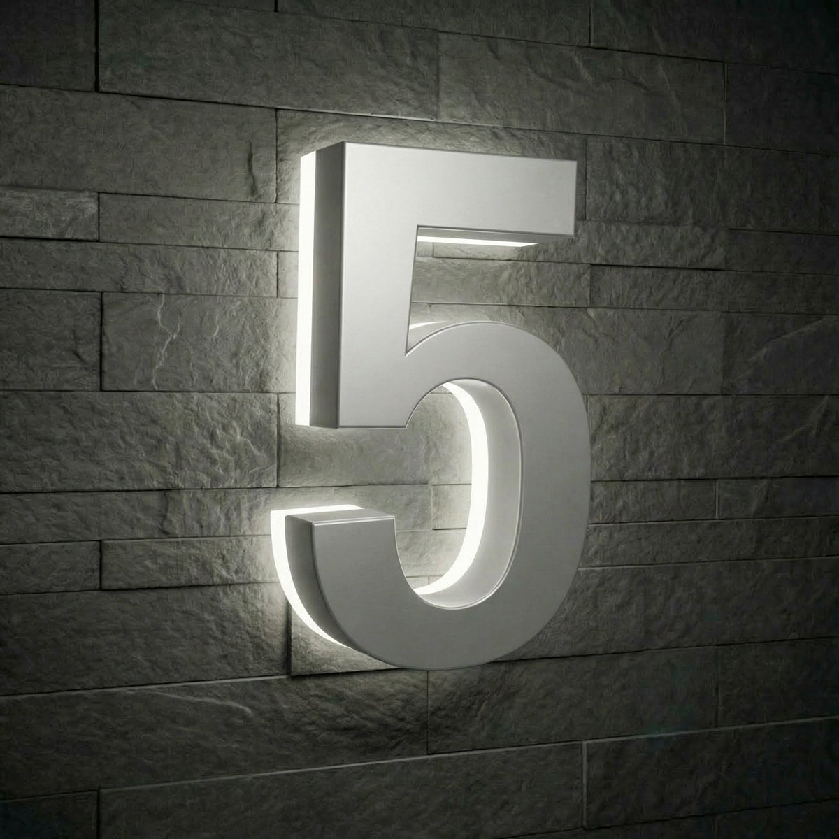 5 inch backlit house numbers - 5000k ABS Polymer - Waterproof