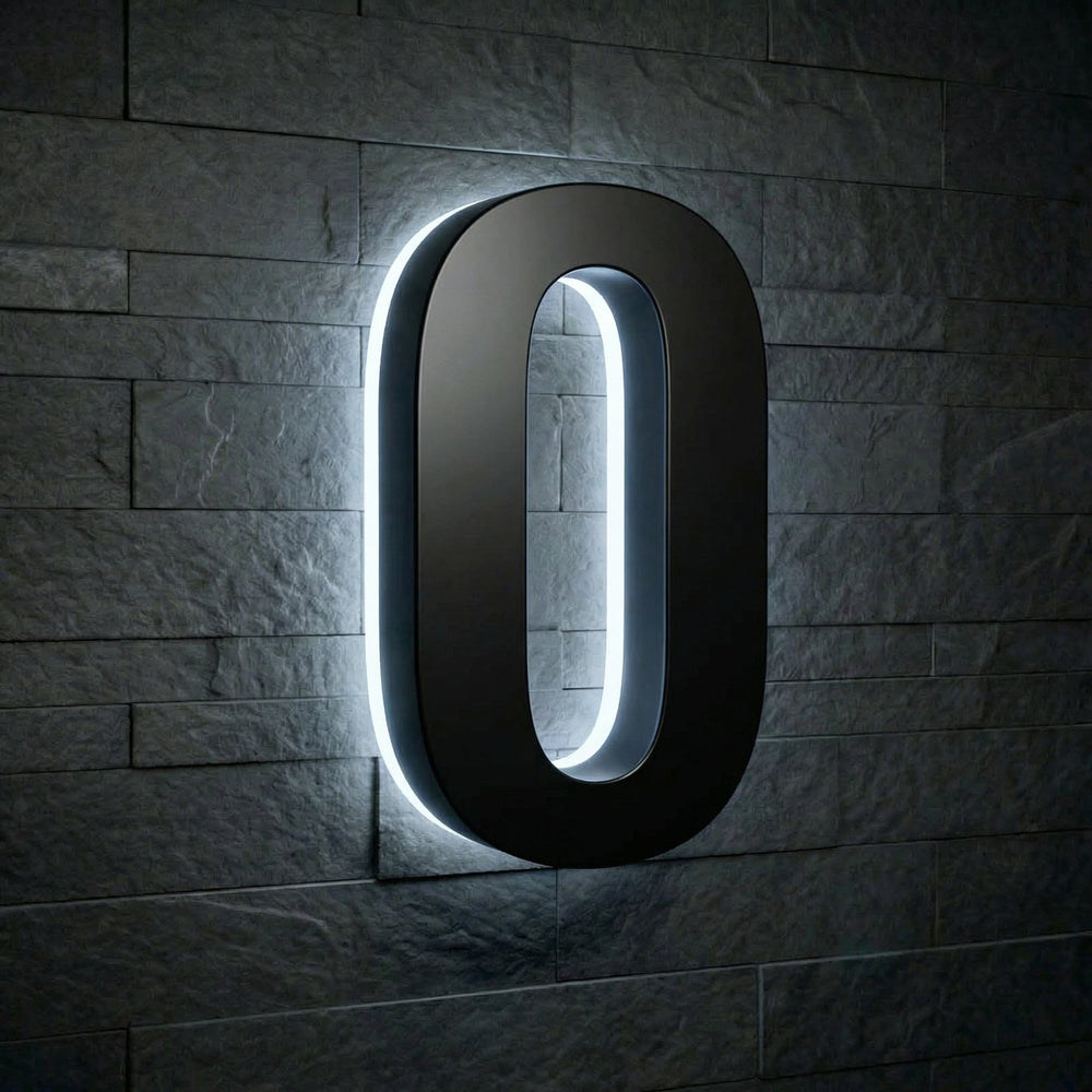 5 inch backlit house numbers - 6000k Stainless Steel - Waterproof