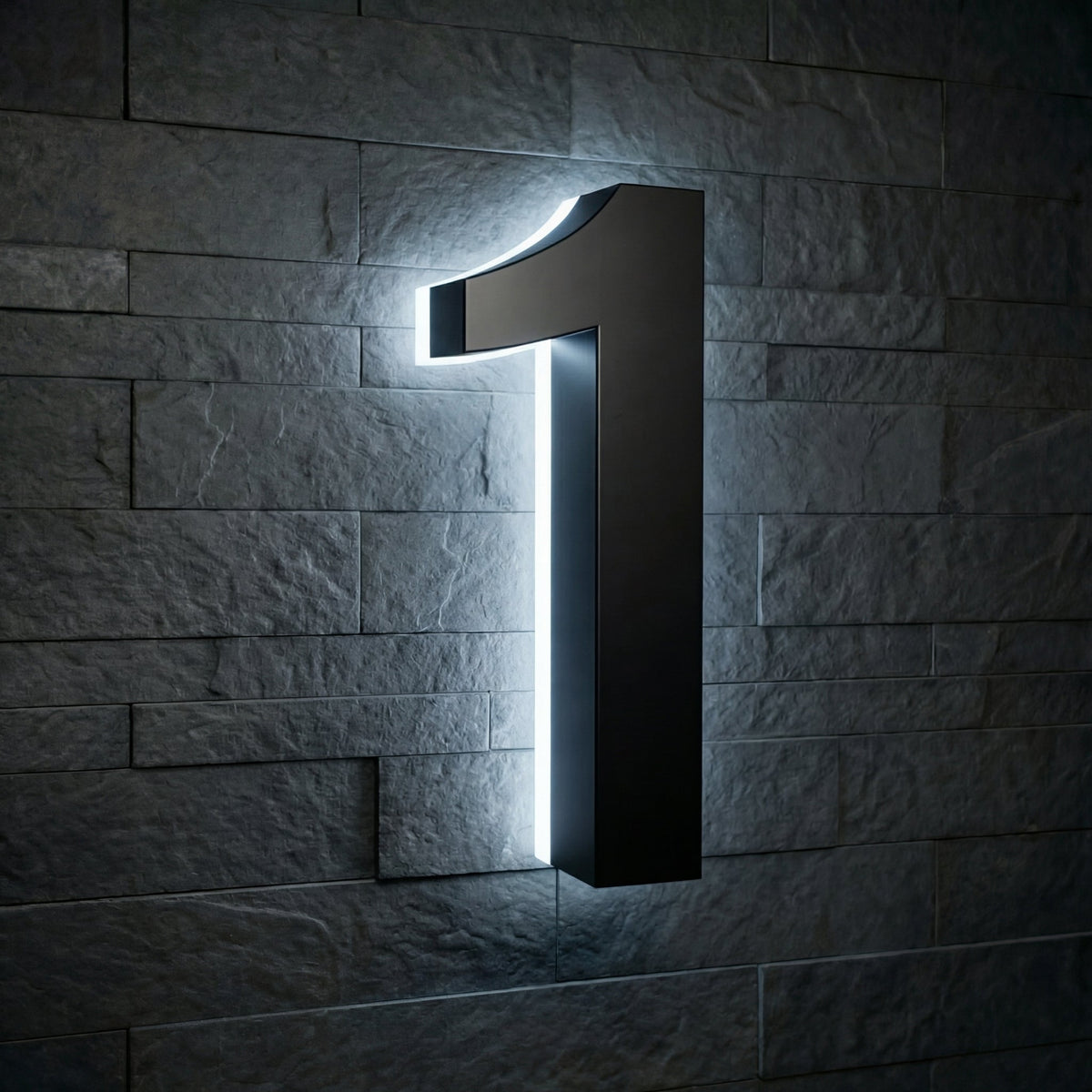 5 inch backlit house numbers - 6000k Stainless Steel - Waterproof