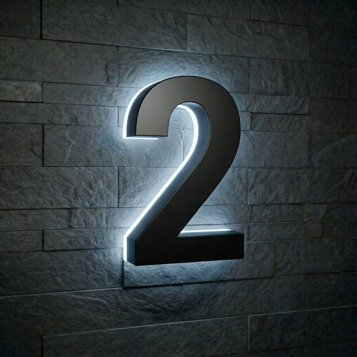 5 inch backlit house numbers - 6000k Stainless Steel - Waterproof