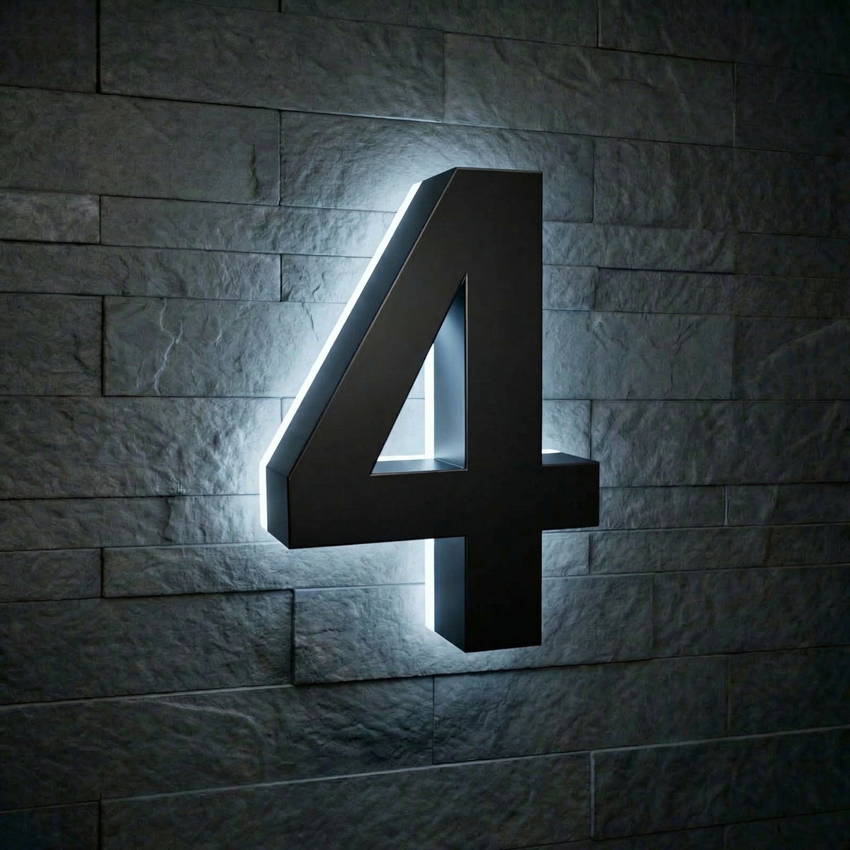 5 inch backlit house numbers - 6000k Stainless Steel - Waterproof