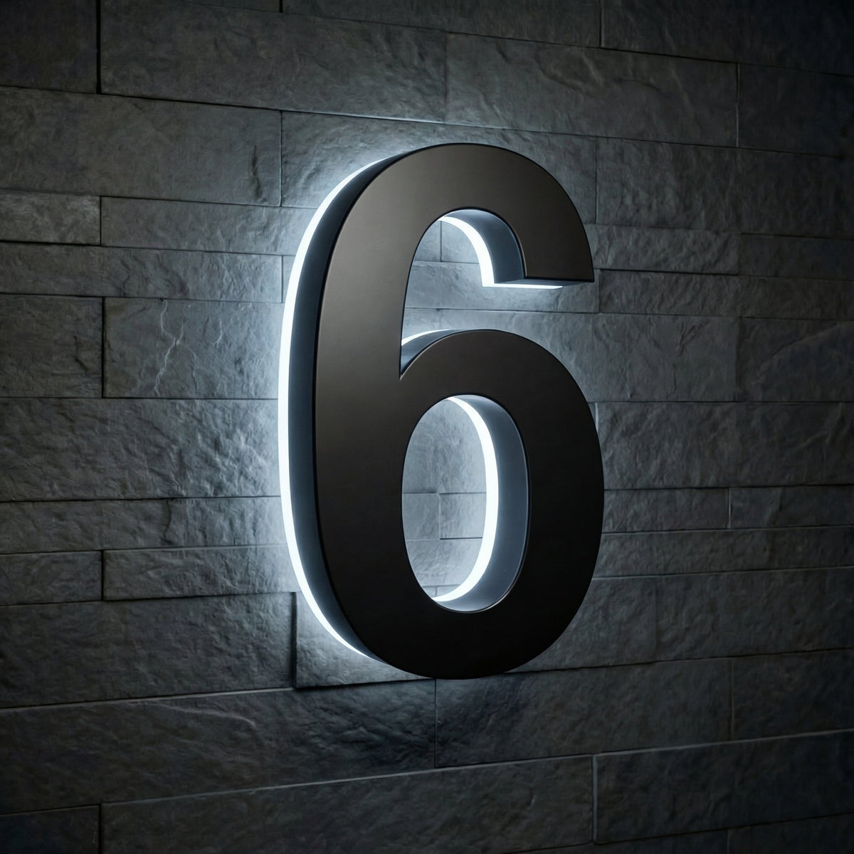 5 inch backlit house numbers - 6000k Stainless Steel - Waterproof