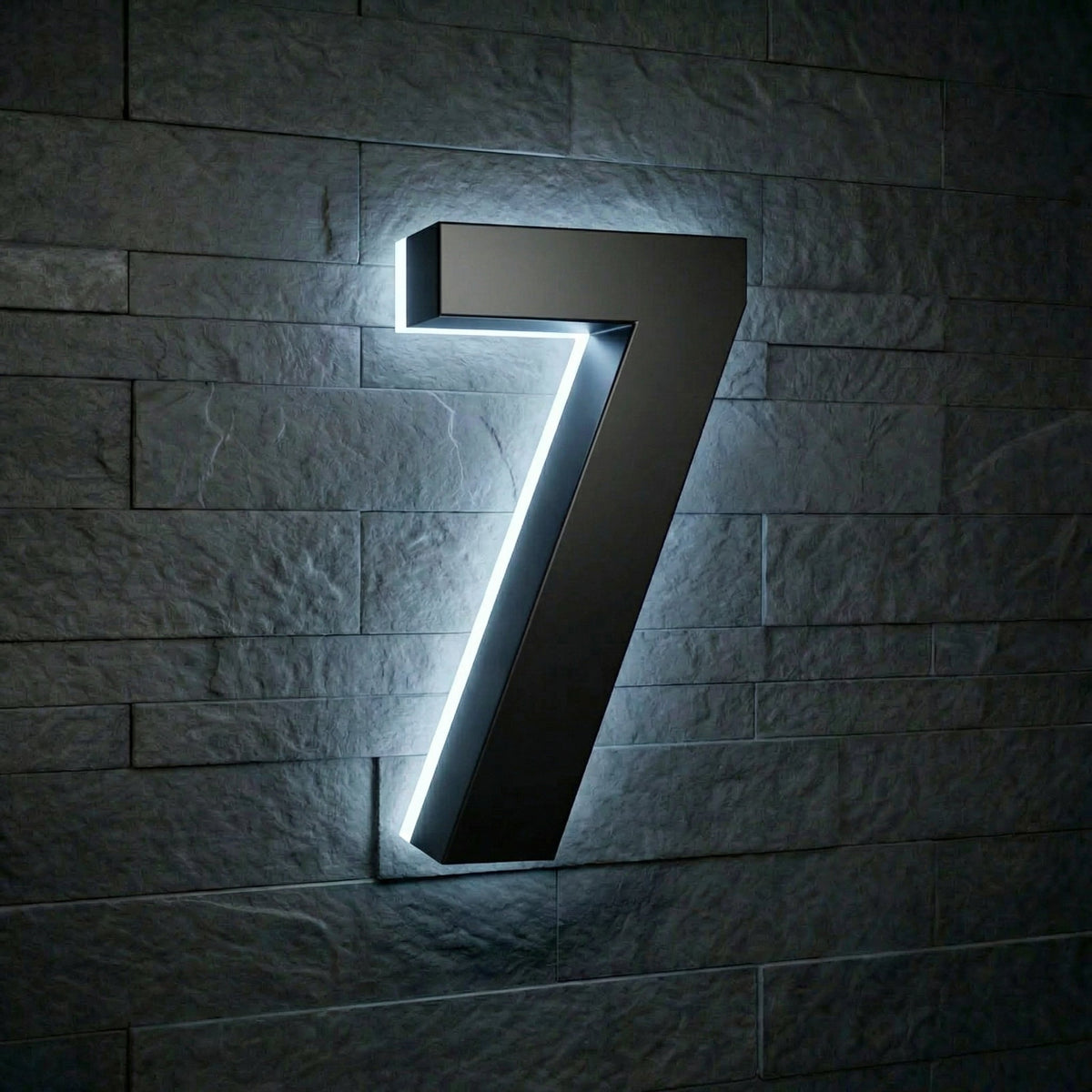5 inch backlit house numbers - 6000k Stainless Steel - Waterproof