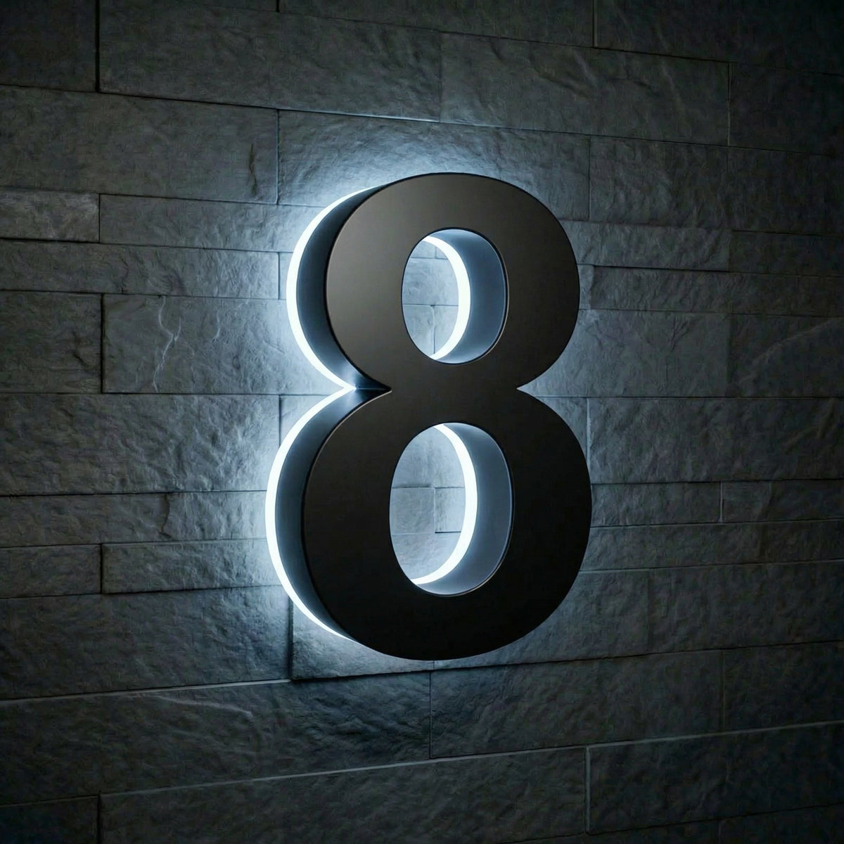 5 inch backlit house numbers - 6000k Stainless Steel - Waterproof