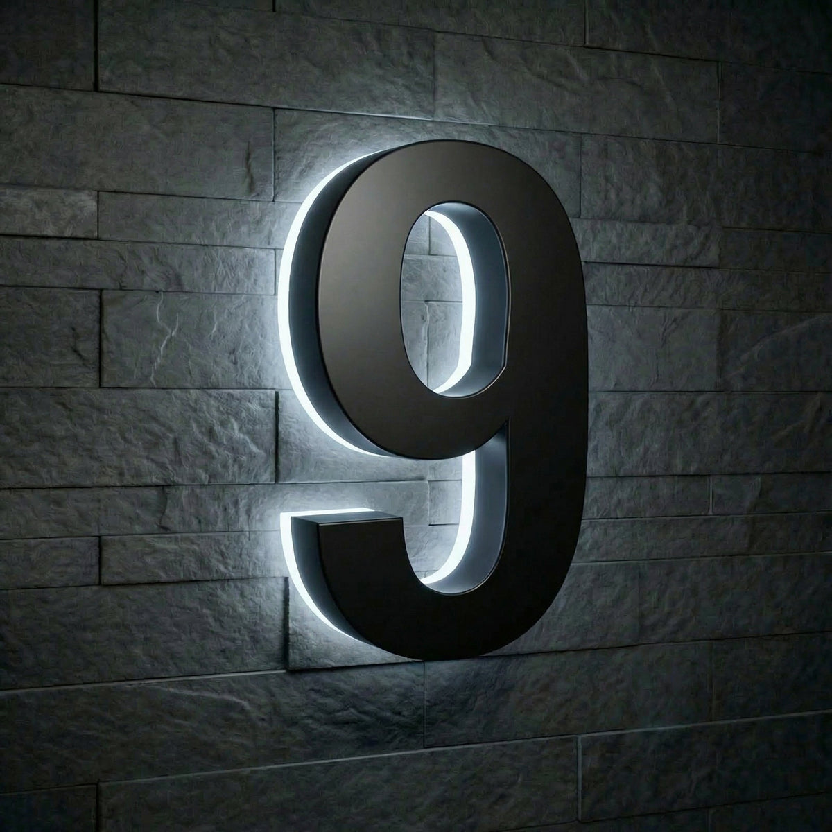5 inch backlit house numbers - 6000k Stainless Steel - Waterproof