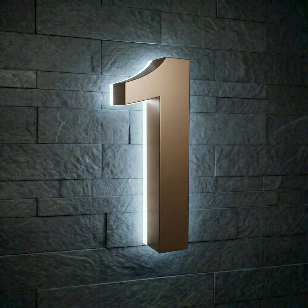 5 inch backlit house numbers - 6000k Stainless Steel - Waterproof