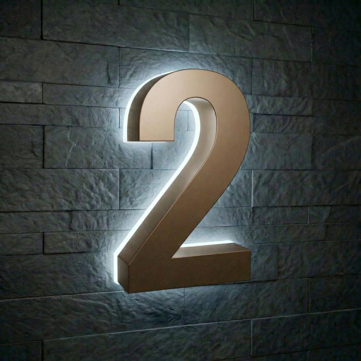 5 inch backlit house numbers - 6000k Stainless Steel - Waterproof