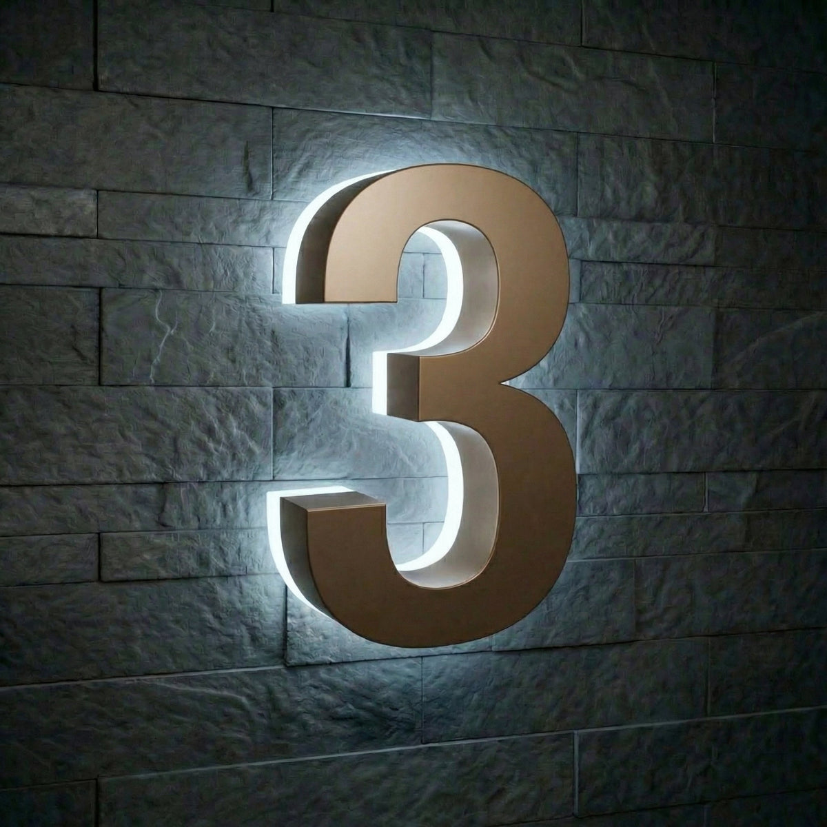 5 inch backlit house numbers - 6000k Stainless Steel - Waterproof