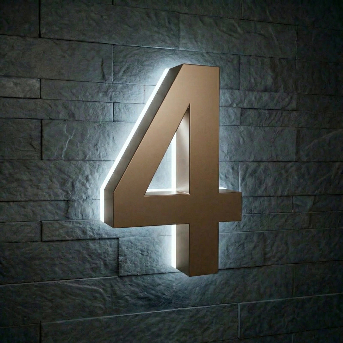 5 inch backlit house numbers - 6000k Stainless Steel - Waterproof