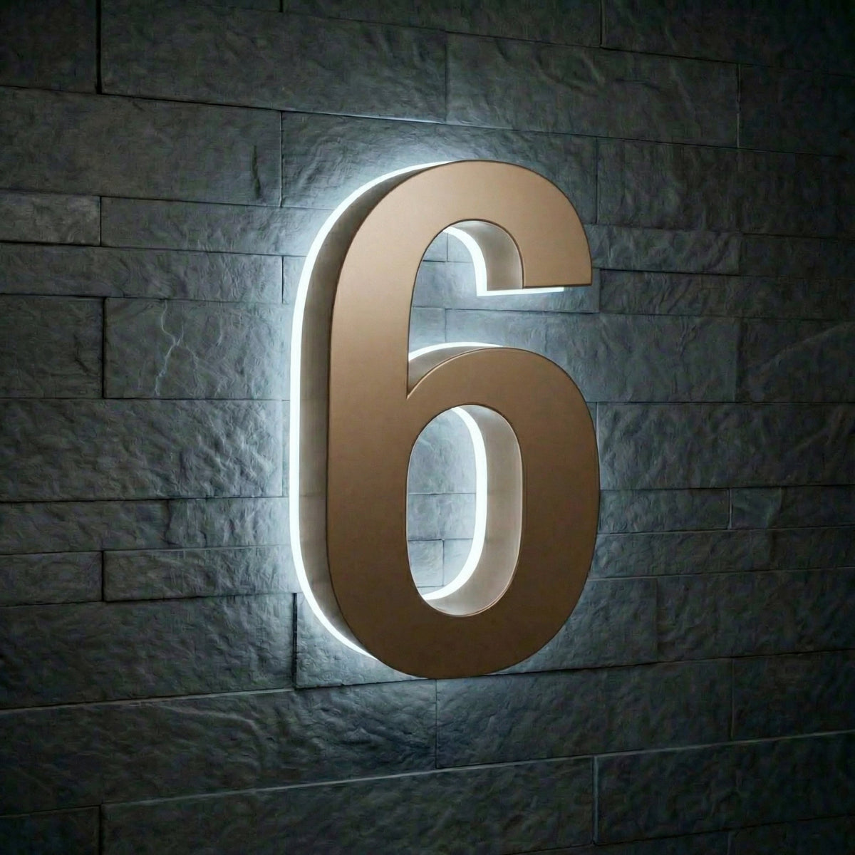 5 inch backlit house numbers - 6000k Stainless Steel - Waterproof