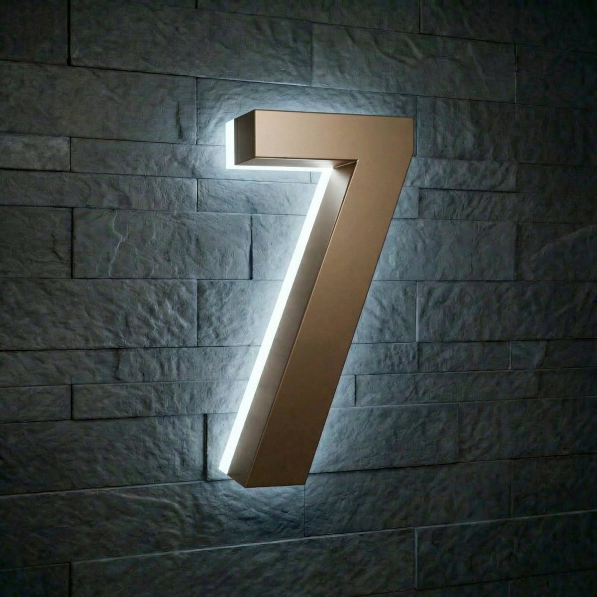 5 inch backlit house numbers - 6000k Stainless Steel - Waterproof