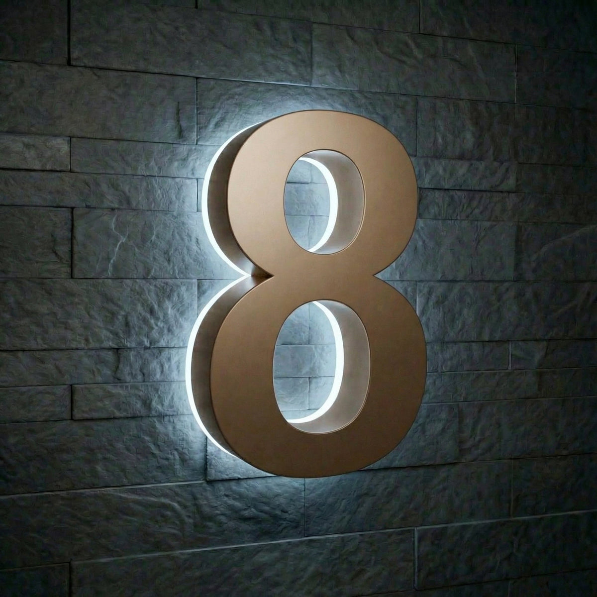 5 inch backlit house numbers - 6000k Stainless Steel - Waterproof