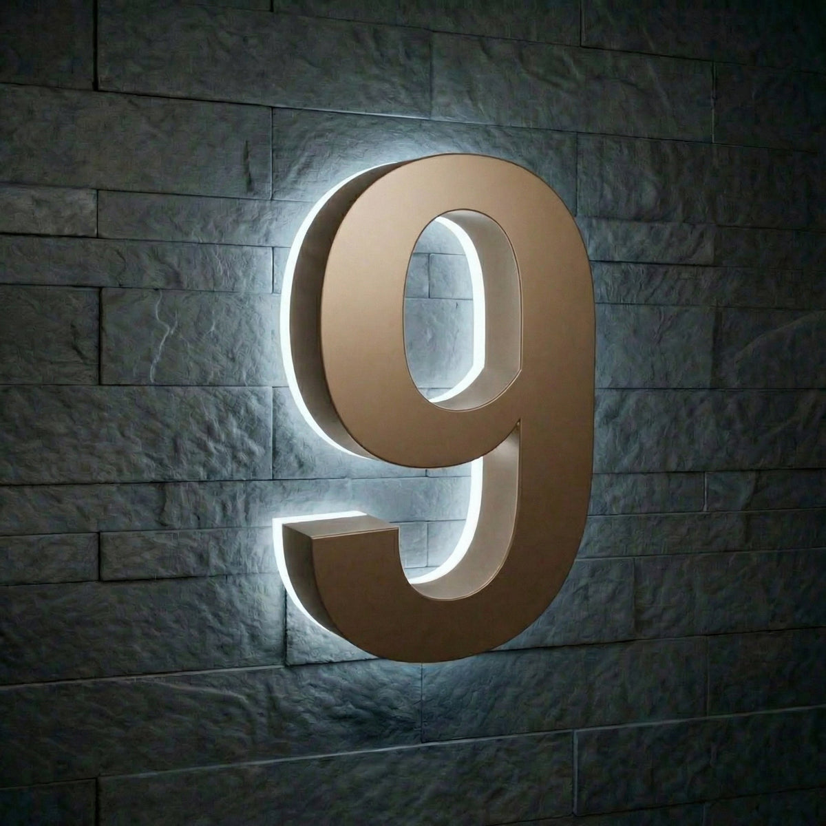5 inch backlit house numbers - 6000k Stainless Steel - Waterproof