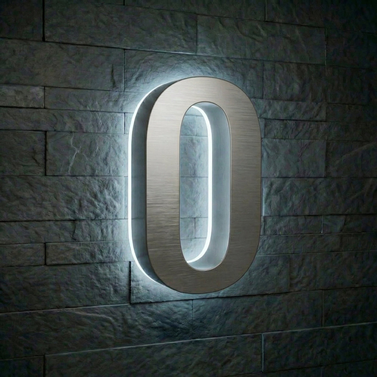 5 inch backlit house numbers - 6000k Stainless Steel - Waterproof
