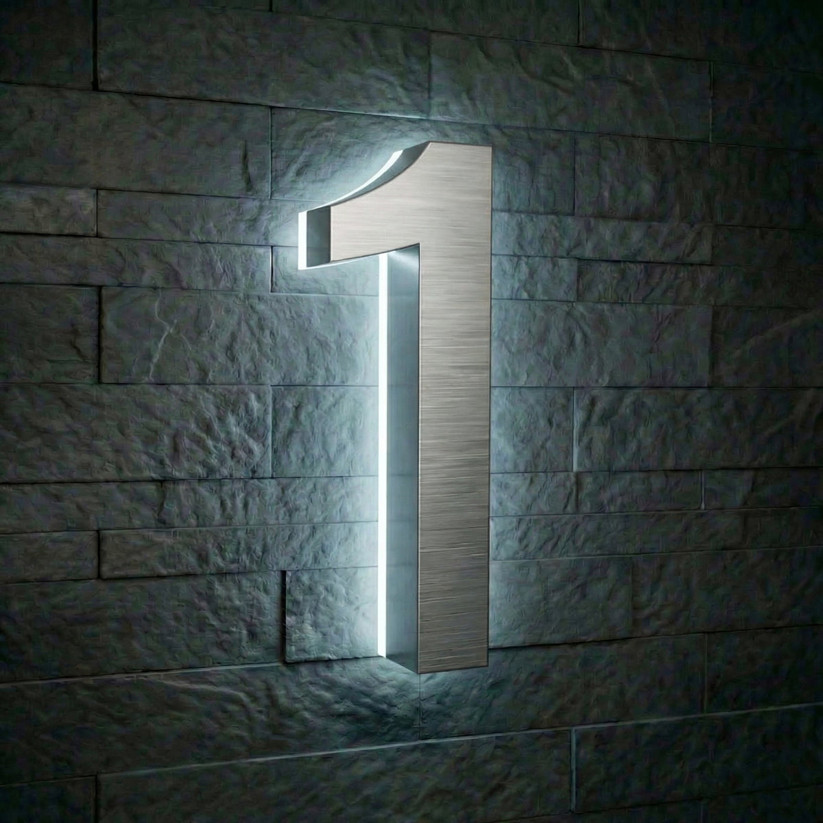 5 inch backlit house numbers - 6000k Stainless Steel - Waterproof