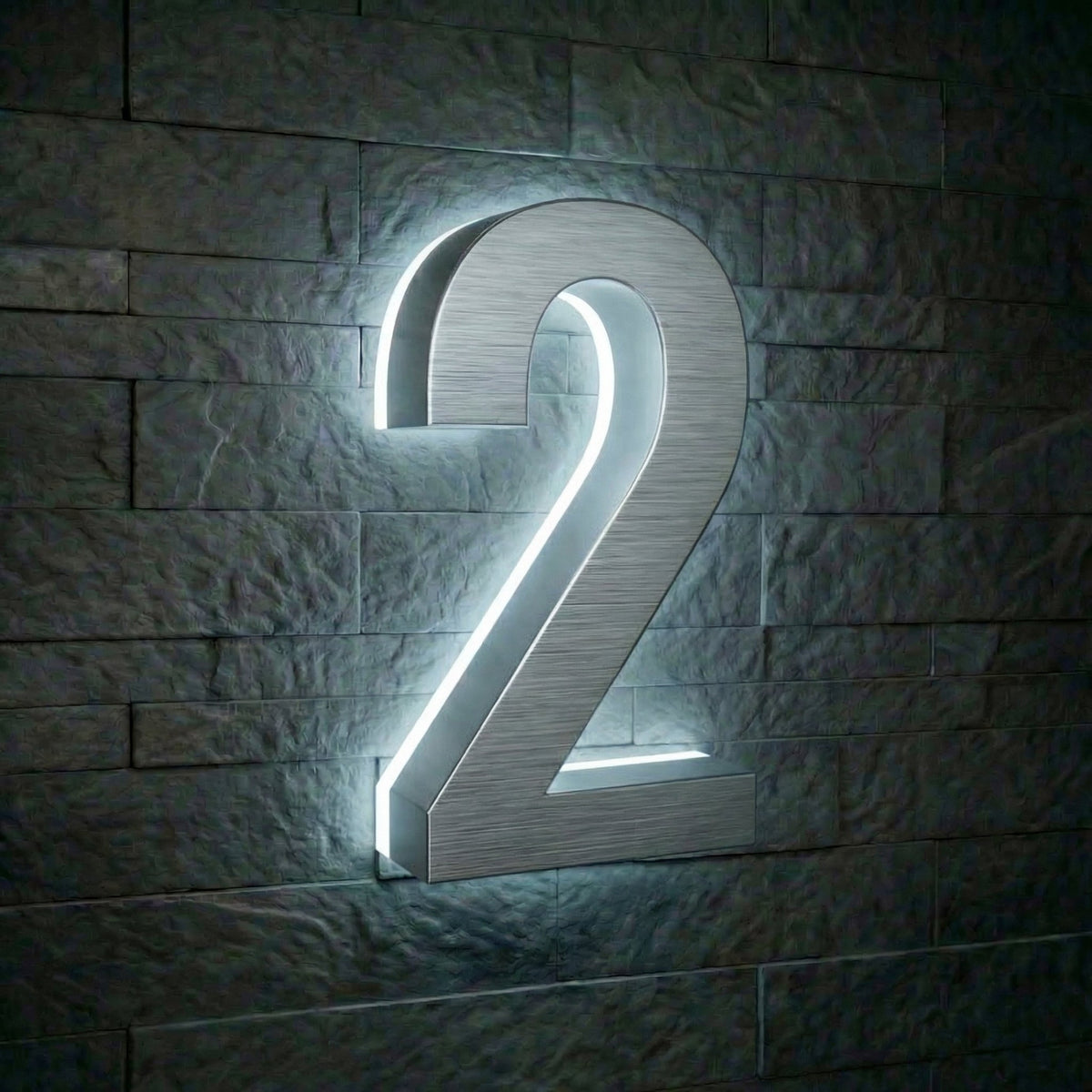 5 inch backlit house numbers - 6000k Stainless Steel - Waterproof