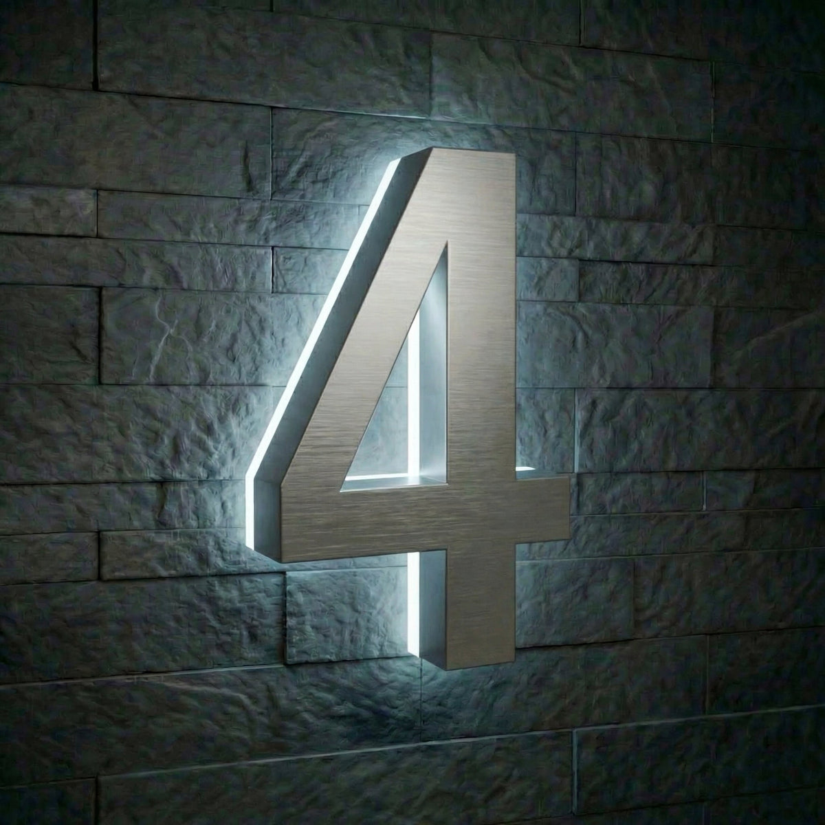 5 inch backlit house numbers - 6000k Stainless Steel - Waterproof