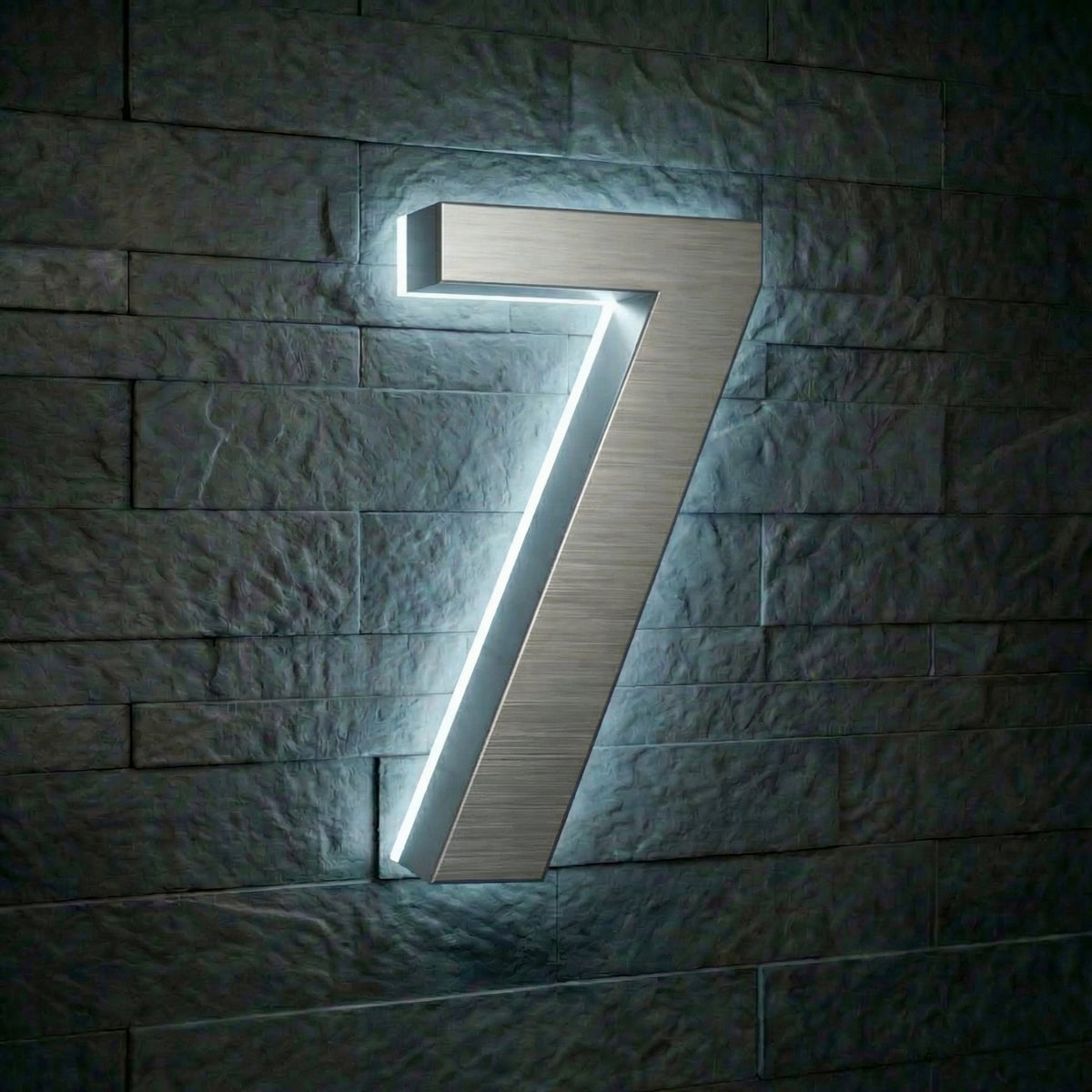 5 inch backlit house numbers - 6000k Stainless Steel - Waterproof