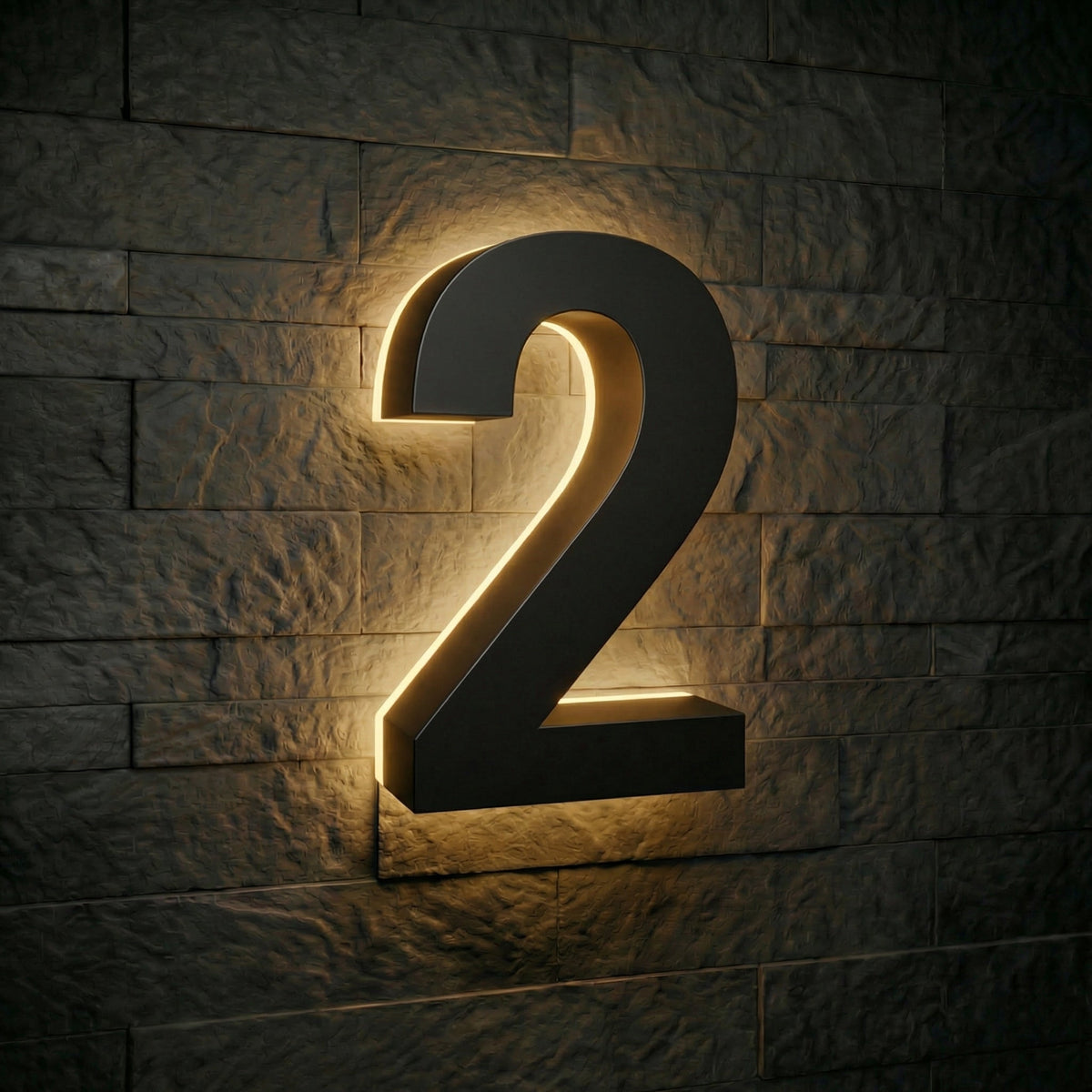 4 inch backlit house numbers - 2700k Stainless Steel - Waterproof