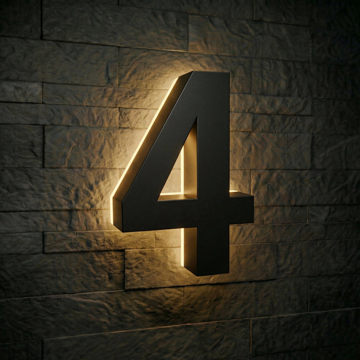 4 inch backlit house numbers - 2700k Stainless Steel - Waterproof