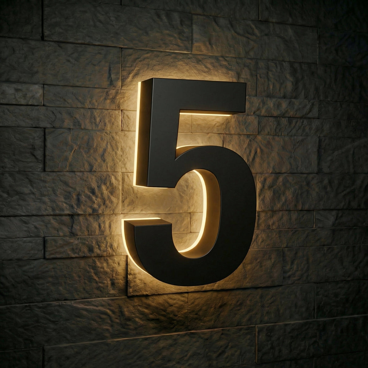 4 inch backlit house numbers - 2700k Stainless Steel - Waterproof