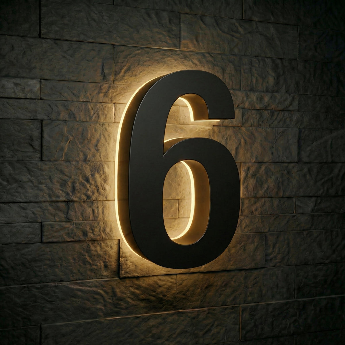 4 inch backlit house numbers - 2700k Stainless Steel - Waterproof