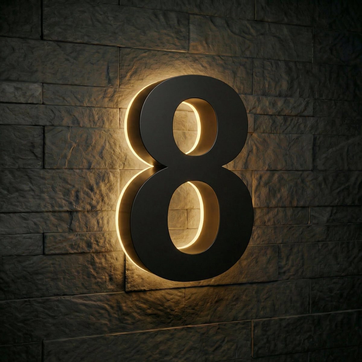 4 inch backlit house numbers - 2700k Stainless Steel - Waterproof