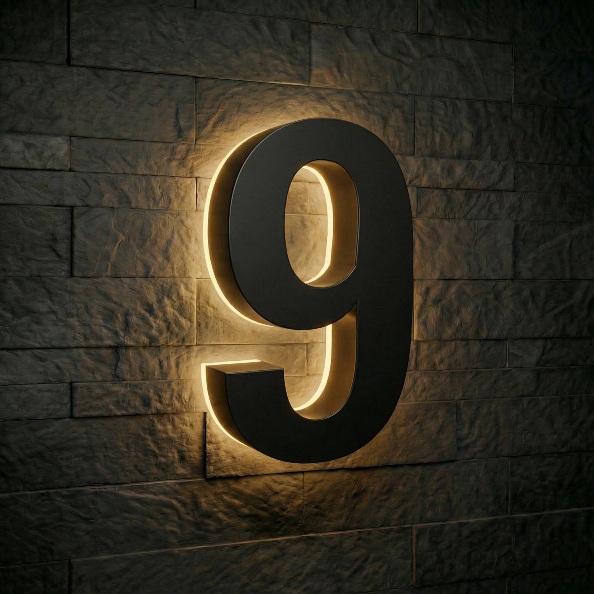 4 inch backlit house numbers - 2700k Stainless Steel - Waterproof