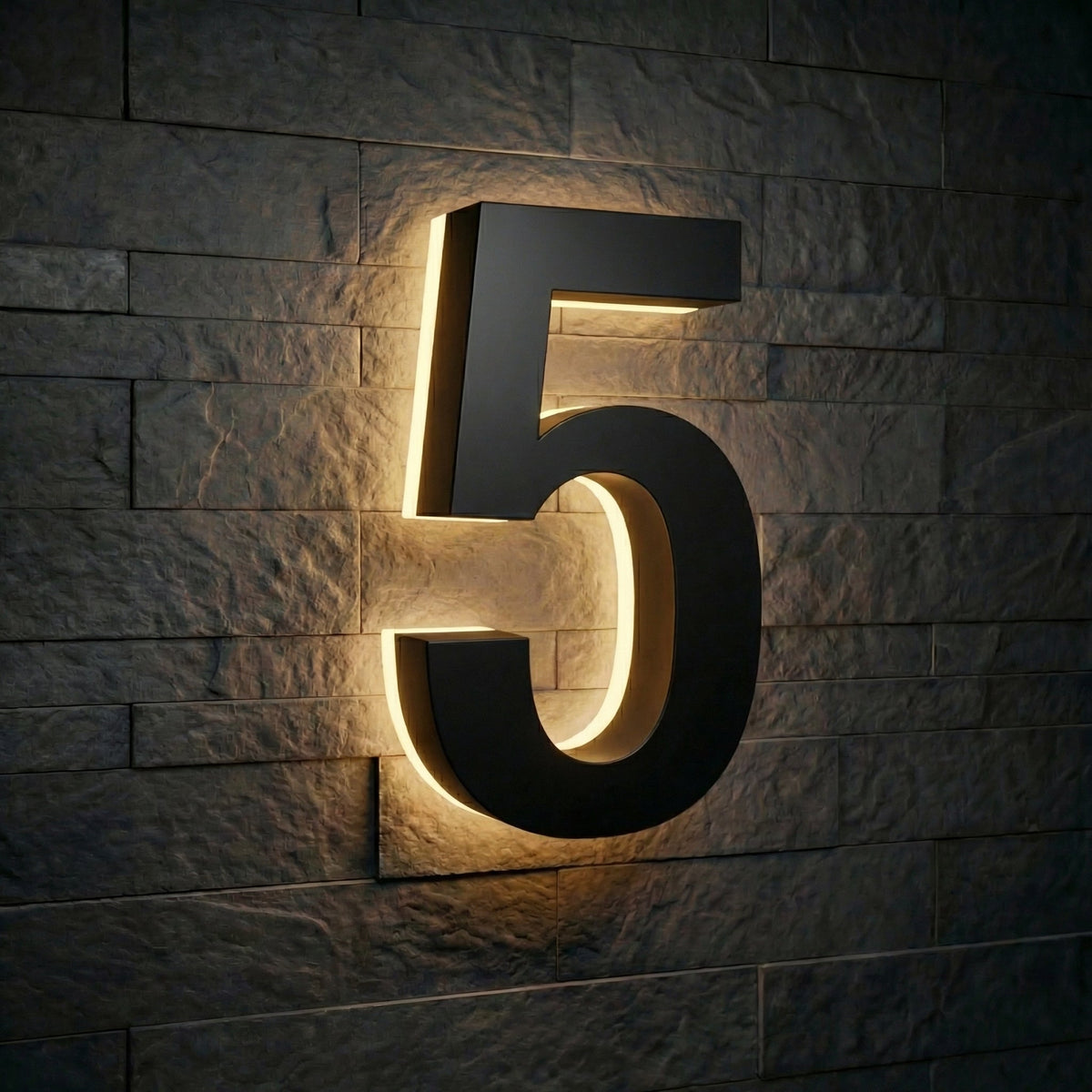 5 inch backlit house numbers - 2700k ABS Polymer - Waterproof
